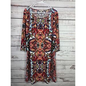 HAANI women's multicolored paisley print dress in size 2X